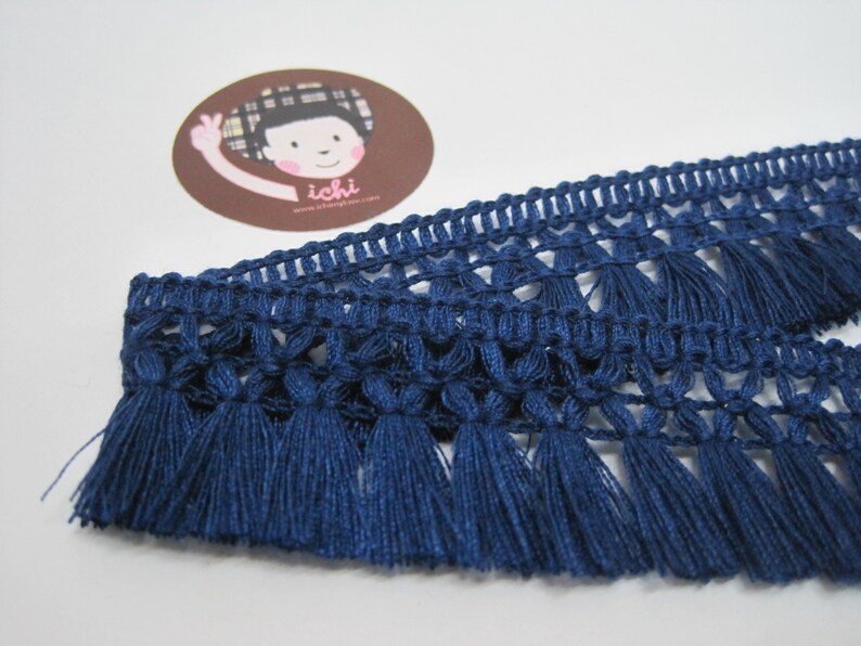 5 Yd 11/4 Navy Blue Cotton Tassel Trim Blue Trim Blue Etsy