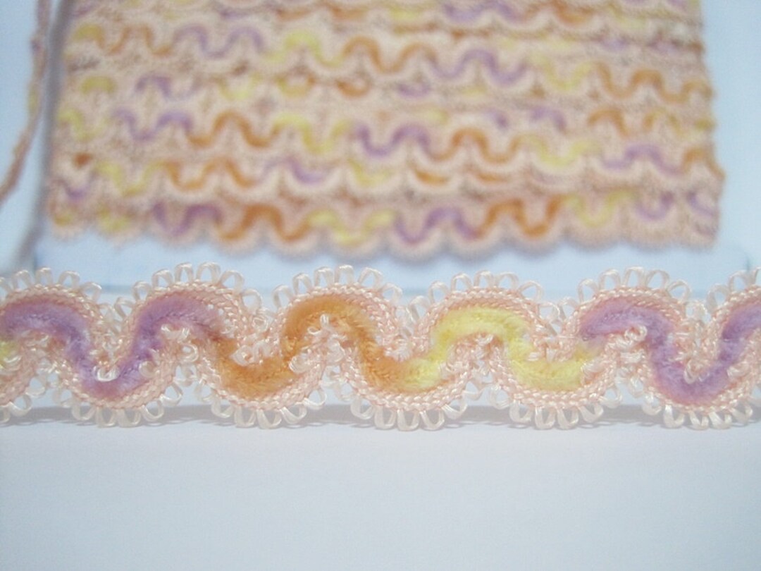 5 Yards Peach Pink Chenille Rick Rack Trim, Multicolored Ric Rac, Ric ...