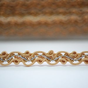 5 Yards Harvest Gold Braid with Silver metallic, vintage lace, silver metallic braid, gold lace, gold braid, gold braided trim, gold silver