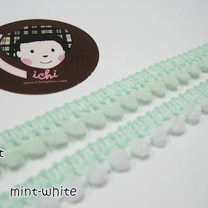 5 yards Mint Tiny Pom Pom Trim, Mini Pom Pom Trim, Tiny Pom Pom Trim, Groothandel trim, Groene pom pom, pom pom franje, poppenkleertjes trim