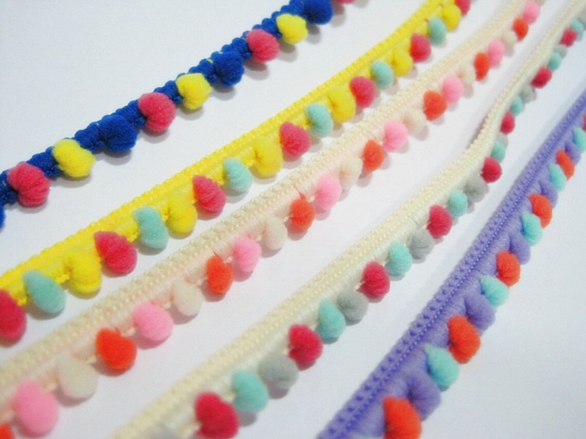 5 Yards Mini Pom Pom Trim Multicolored Pom Pom Trim Pom Pom Etsy