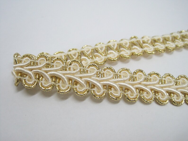 Scroll Braid Trim Gimp Braid Braided Gimp Trim Cream trim Chinese Braided Trim 5 Yards 12 Cream Gimp Braided Gold Metallic Edge Trim