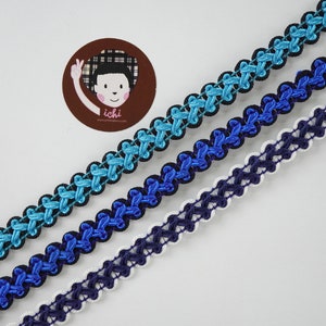5 yards 1/2" Blue Gimp braid, Gimp Braid, Braided Gimp Trim, Scroll Braid Trim, Chinese Braided Trim, vintage trim, French gimp braid, blue