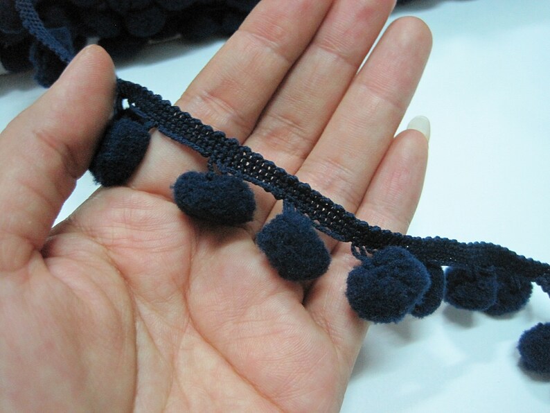 5 Yards 1.2 Cm Pom Pom Trim Blue Trim Navy Blue Pom Pom Etsy
