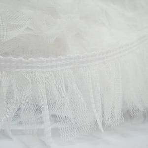 5 yards Off-White Tulle Trim, Chiffon Ruffle Trim, Ruffle Trim, Tulle ruffle trim, Organza trim, white tulle, white trim, white organza