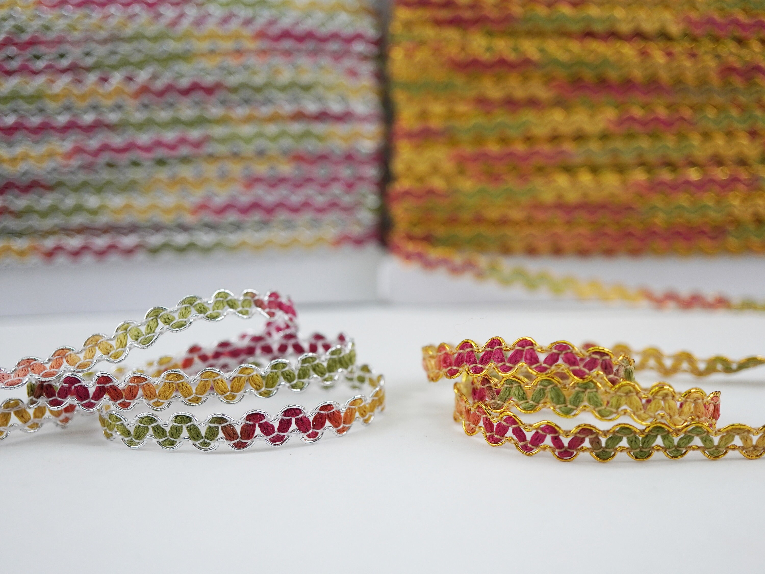 5 Yards Multicolored Rick Rack With Silver/gold Metallic, Rainbow Rick ...