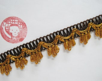 5 Yards 1" Spitzenband, dunkelbraun-gold Spitzenband, breite Spitze, Beilaufband Borte, geflochtenes Spitzenband, goldfarbene Spitzenborte, braunes Geflecht