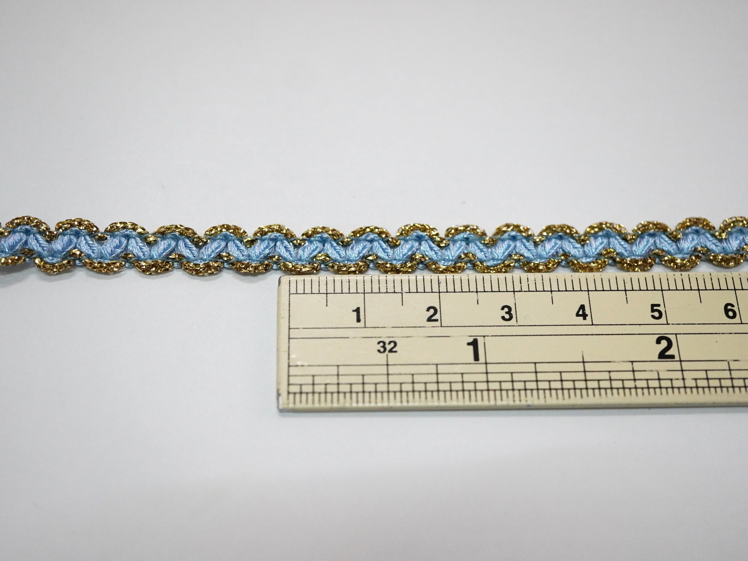 Blue Ric Rak Trim 5 Yards Blue Rick Rack Light Gold Metallic Edge, Blue Rick Rack, Blue ...