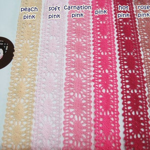5 Meter 1 "rosa Häkelspitze Borte, Spitzenbesatz, Häkelspitzenbesatz, Baumwollspitzenbesatz, Spitzenbesatz Band, rosa Spitzenbesatz, rosa Spitze, rosa Besatz