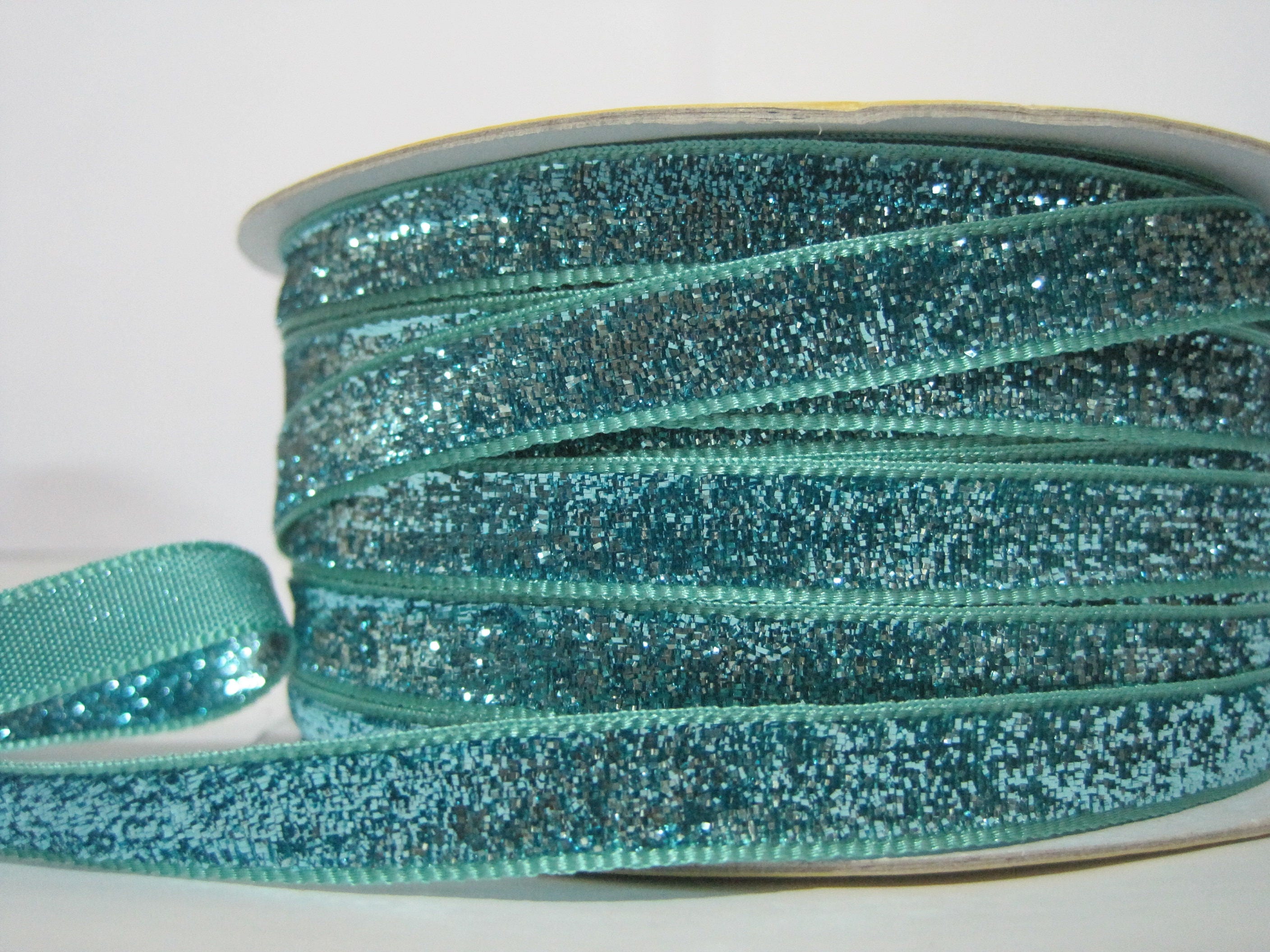 2.5 X 5YD Turquoise Full Glitter Ribbon
