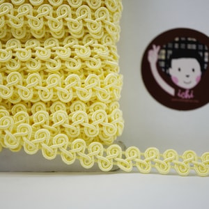 5 Yards 3/8" Light Yellow Braid Trim, Yellow Braid trim, Gimp Braid, Braided Gimp Trim, Scroll Braid Trim, Chinese Braided Trim, yellow trim