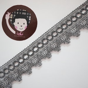 5 Yards 1&quot; Black-Silver Metallic Lace, silver metallic lace, black metallic lace, metallic lace, black silver lace, black silver braid