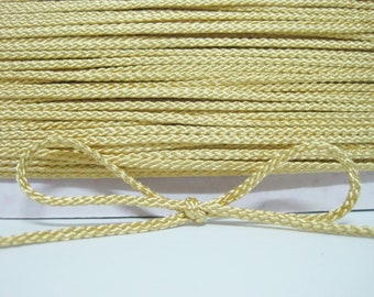 5 yards 3 mm Gold Braided Cord, Braided cord, soutache cord, wholesale cord, round cord, jewelry making cord, gold cord, gold braid, gold