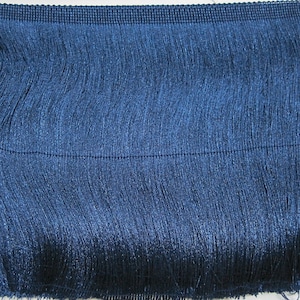 1 Yard 4&quot; to 10&quot; Navy Blue Chainette Fringe, Blue Trim, Fringe tassel trim, Chainette trim, blue tassel fringe, blue chainette trim