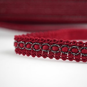 5 Yards Ruby Gimp Geflochtene Zierleiste, Gimpengeflecht, Geflochtene Schnur, Geflochtene Gimpenborte, Scroll Braid Trim, rote geflochtene Zierleiste, rote Gimpenborte, Rubinborte
