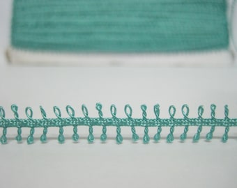 5 yards Aqua Green Picot Trim, picot edge trim, picot edge ribbon, picot lace trim, tiny picot trim, soutache braid, mint picot trim, mint