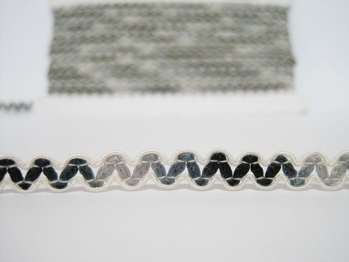 5 Yards Gray Black Rick Rack Trim, Ric Rac Trim, Rick Rack Lot, Trim ...