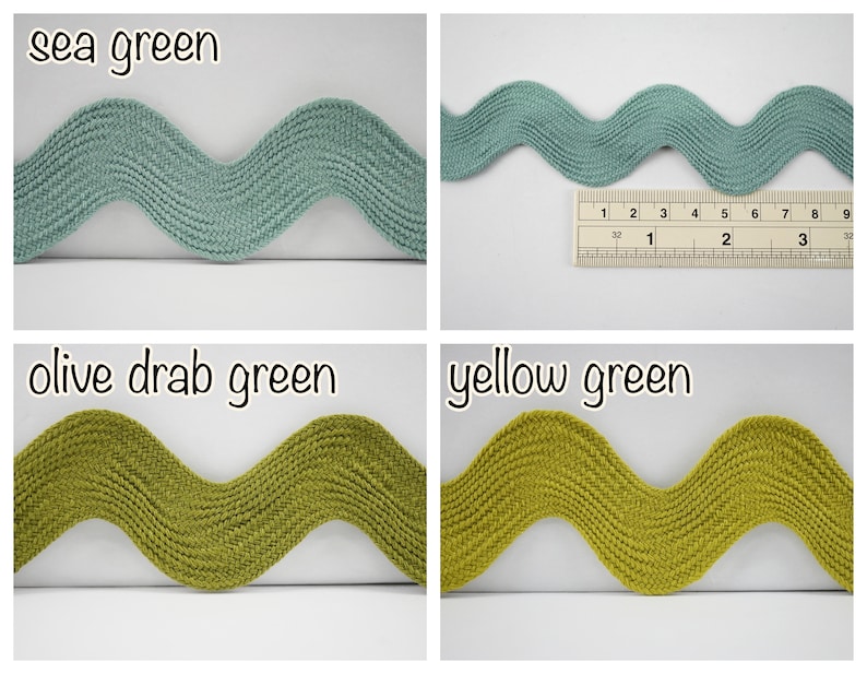5 Yards Green Jumbo Rick Rack Trim, Mint Rick Rack, Jumbo Ric Rac, Rick ...