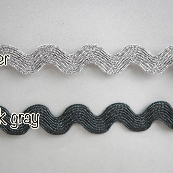 5 Yards 1/2" Gray Rick Rack Trim, Gray Rick Rack Trim, Rick Rack Lot, wholesale rick rack, Rick Rack trim, gray lace trim, gray ric rac trim