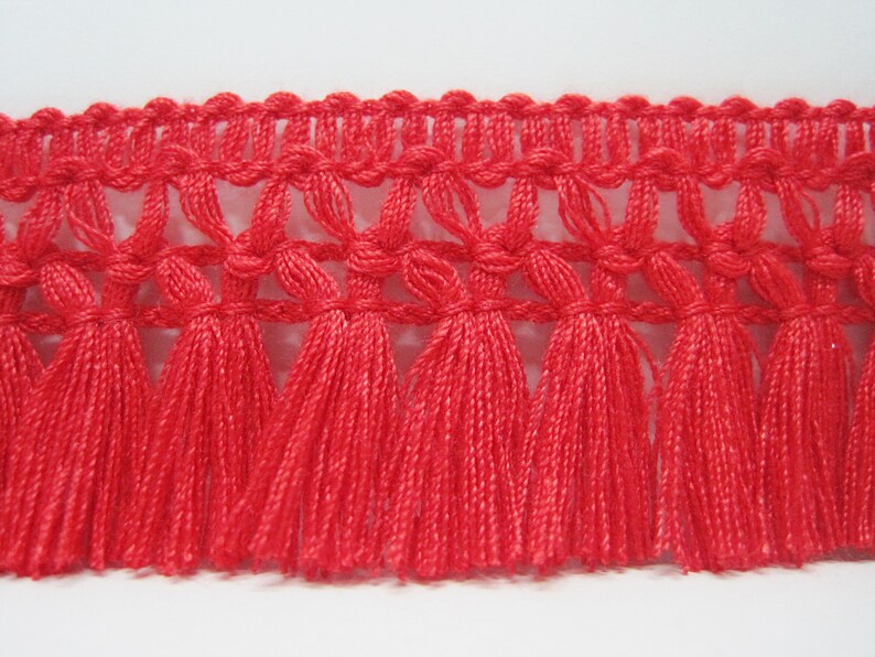 5 Yd 11/4 Red Cotton Tassel Trim Red Trim Red Tassel Etsy