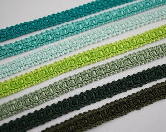 5 Yards 5/16" Green Braid Trim, Teal Braid trim, Gimp Braid, Braided Gimp Trim, Scroll Braid Trim, Chinese Braided Trim, green ribbon trim