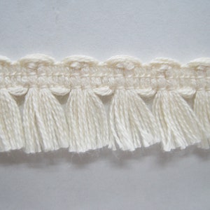 5 Yards 100% Cotton Tassel Trim, Natural trim, Ivory Trim, wholesale trim, trim lot, Cotton tassel fringe, cream tassel fringe, matte fringe image 2