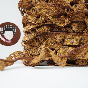 5 yards Brown Elastic Ruffle trim, Ruffle lace, Elastic lace, elastic trim by the yard, hair tie elastic cord, pleated elastic trim, brown