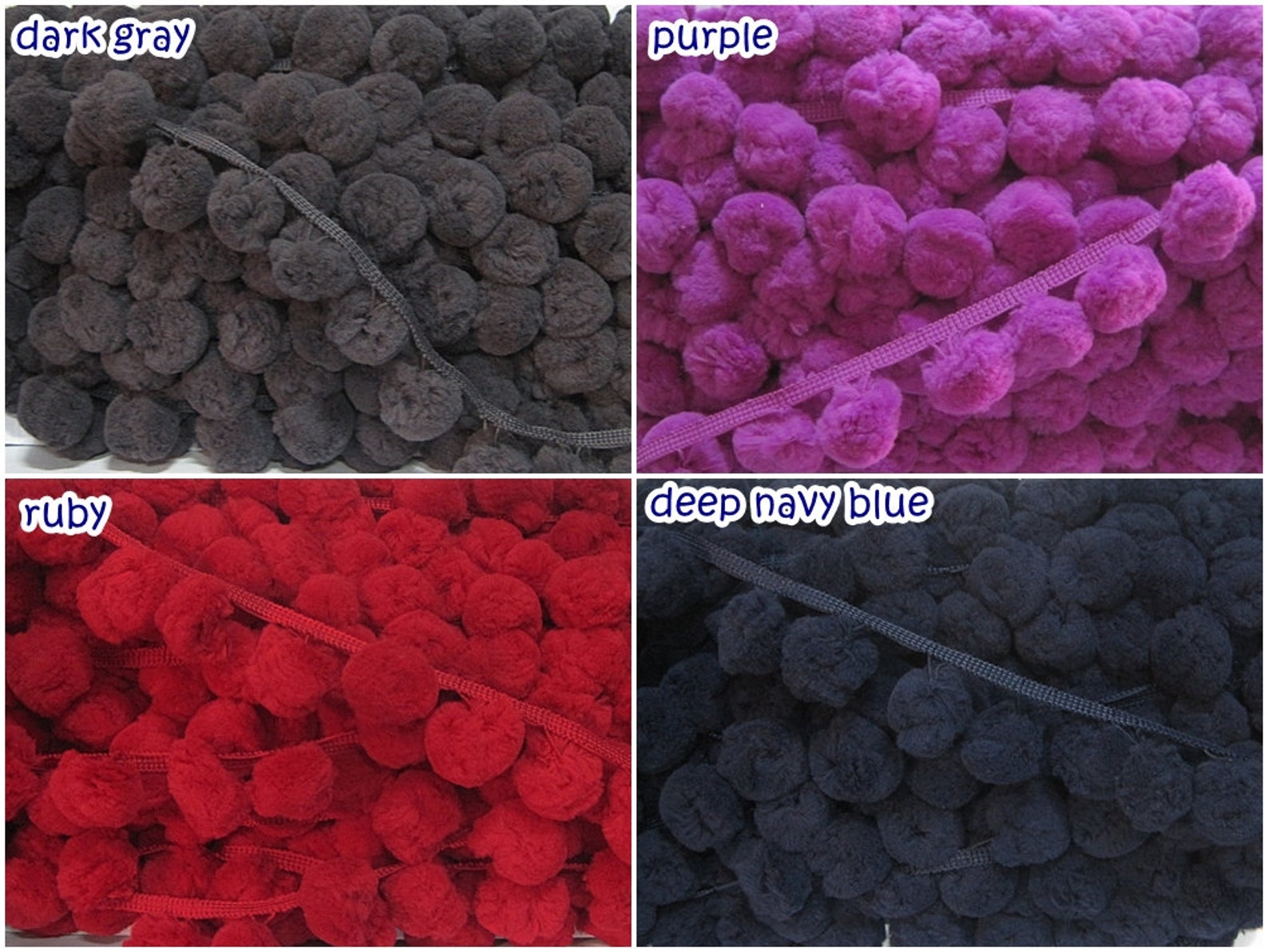 5 Yards Dark Gray Jumbo Pom Pom Trim Extra Large Pom Pom Etsy