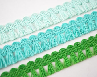 5 Yards Green Matte Mini Tassel Trim, Matte Tassel trim, Green Trim, wholesale trim, Green mini tassel, Green tassel fringe, mini tassel