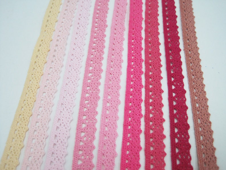 5 yards 3/8 Pink Crochet Lace Trims, Lace Trim, Crochet Lace Trim, Cotton Lace Trim, Lace Trim Ribbon, Pink Lace Trim, Pink Lace, Pink Trim image 2