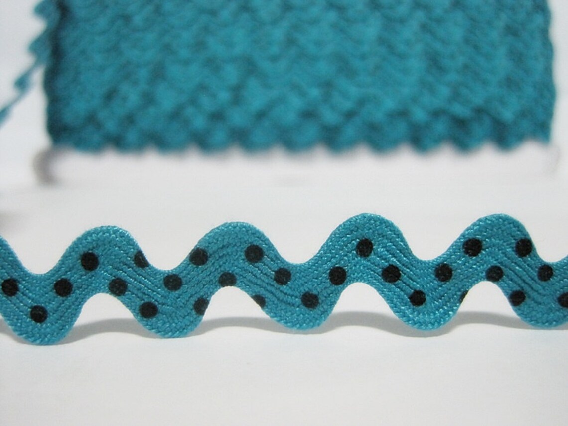 5 Yards Aqua Blue Polka Dot Rick Rack Trim Ric Rac Rick Etsy