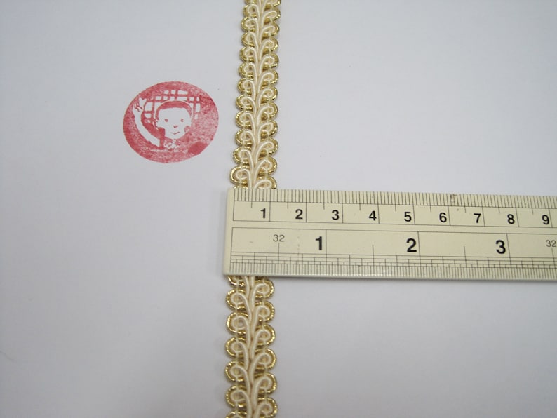 Scroll Braid Trim Gimp Braid Braided Gimp Trim Cream trim Chinese Braided Trim 5 Yards 12 Cream Gimp Braided Gold Metallic Edge Trim