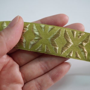 5 yards 1&quot; Olive Drab Green Ribbon with Light Gold metallic,green ribbon, green metallic gold ribbon, jacquard ribbon,ethnic jacquard ribbon
