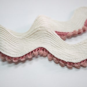 5 Yards Ivory Jumbo Rick Rack Trim With Rose Pink Tiny Pom Pom - Etsy