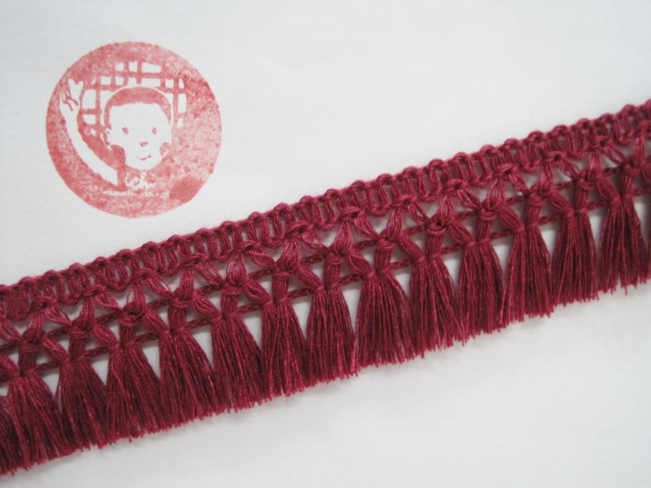 5 Yd 11/4 Burgundy Cotton Tassel Trim Tassel Fringe Etsy