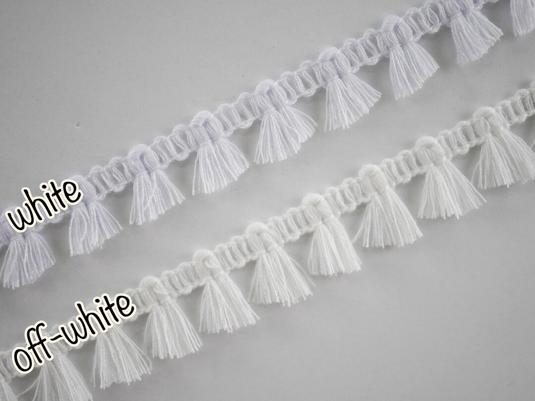 5 Yards White Tassel Trim, Tassel Trim, Tassel Fringe, Wholesale Trim