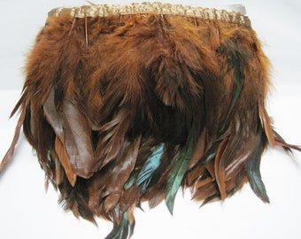 1 Yard Goose Fringe, Goose Feather Fringe, Duck Feather Fringe, Feather trim, Fur trim, brown tassel fringe, brown fur trim