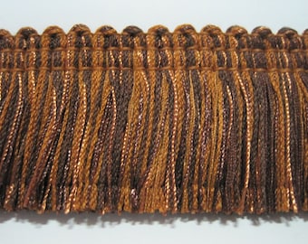 5 Yards Golden Brown-Dark Brown Brush Fringe Trim, Tassel Trim, fringe, tassel fringe, fringe trim, brown trim, brown fringe, brown tassel