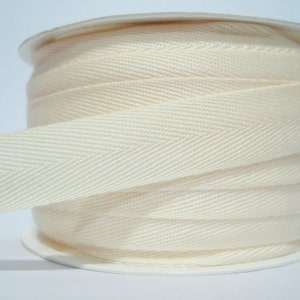 5 yards 3/4&quot; Cream Wide Herringbone Tape, White, White Cotton Tape, Cotton Ribbon, Cotton Twill Tape, White twill tape, twill tape for masks