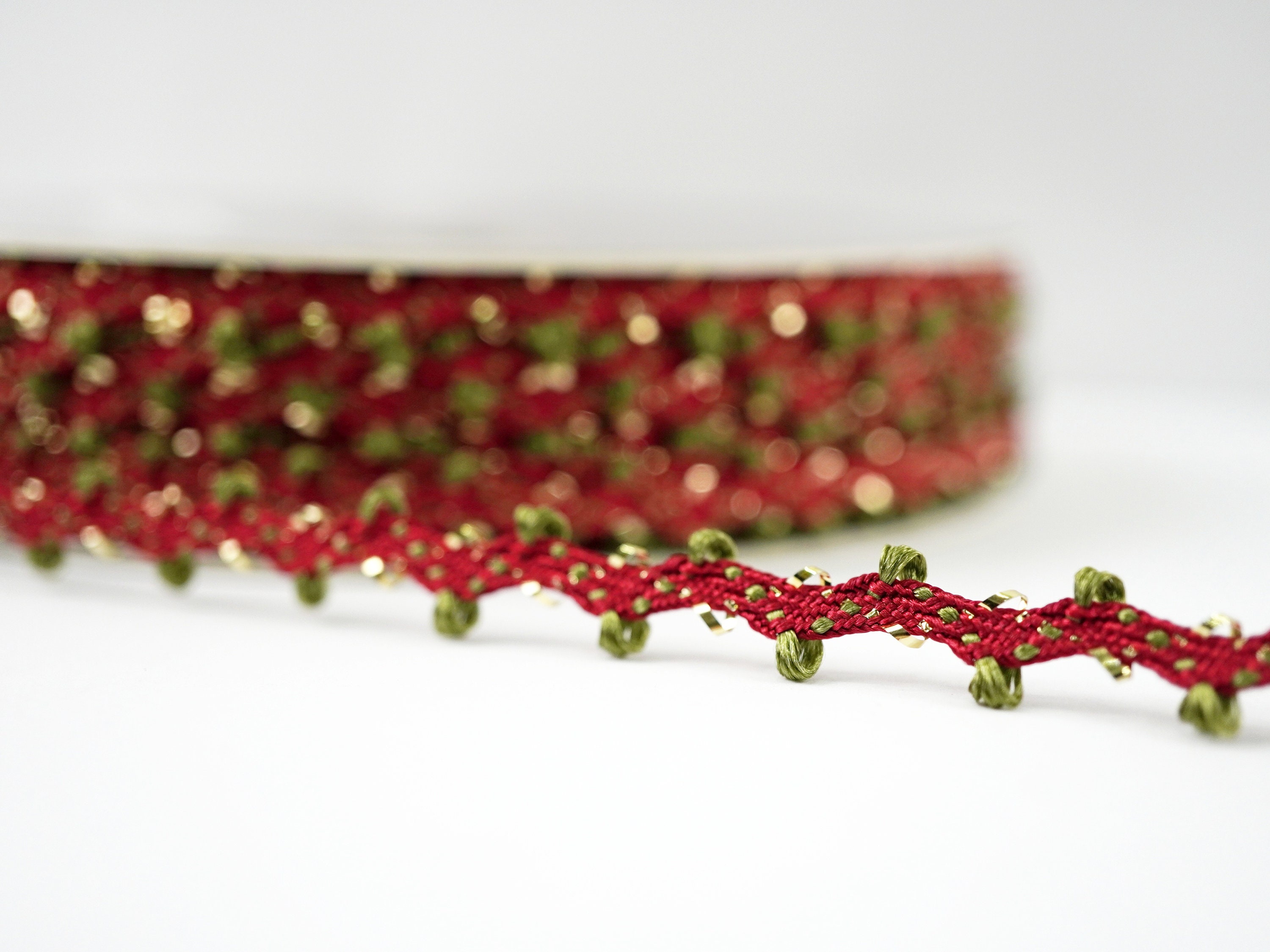 5 Yards Christmas Picot Rick Rack With Gold Metallic, Tiny Rick Rack ...