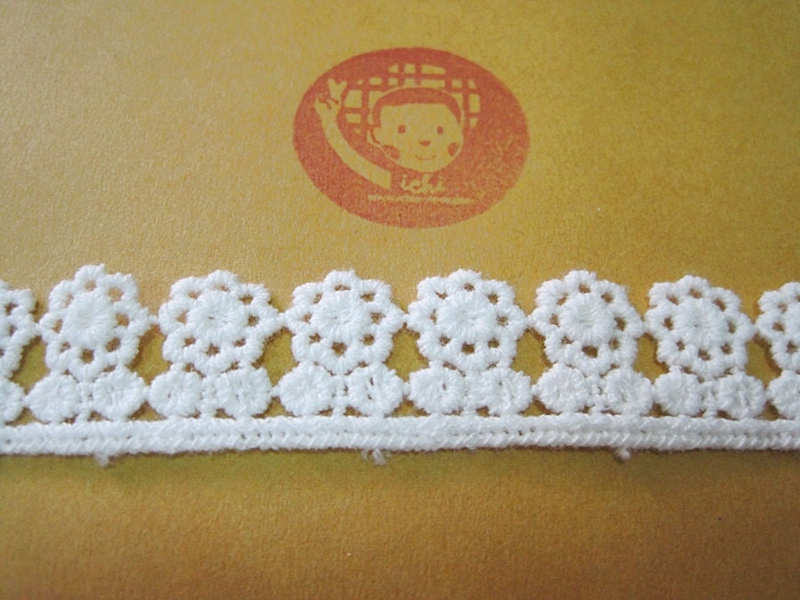 5 yards de bordure en dentelle de fleurs blanches, bordure blanche, bordure en dentelle, bordures en coton, lot de bordures, bordures fleuries, fleur,