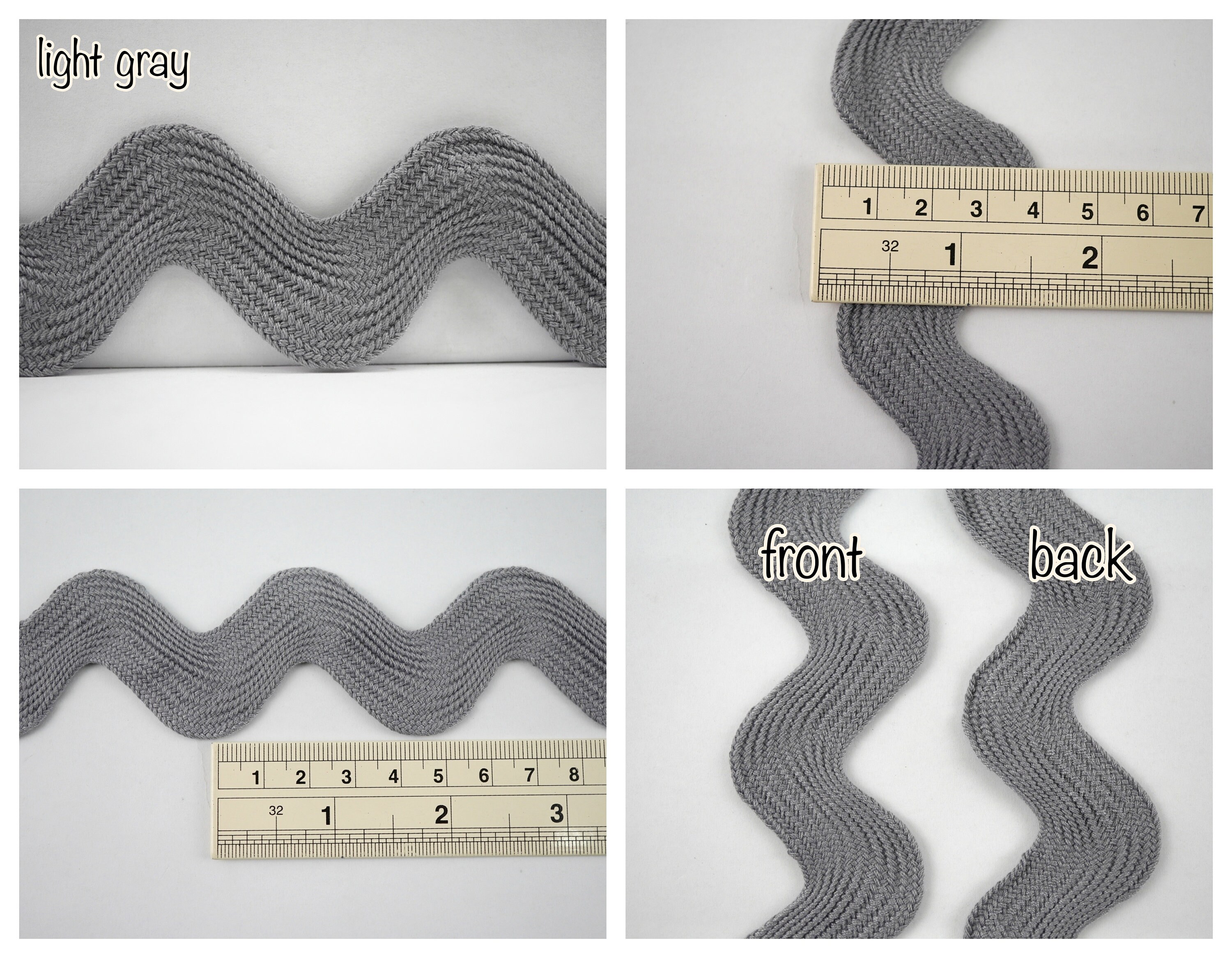 5 Yards Gray Jumbo Rick Rack Trim, Gray Rick Rack, Rick Rack Trim