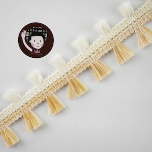 5 yards Cream Double Sided Fringe, tassel fringe, 2 sides fringe, 2 side tassel trim, double sided fringe trim, cream tassel fringe, cream