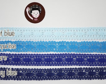 5 yards 1" Blue Crochet Lace Trim