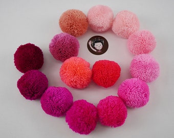 10 pieces 2" Pink Pom Pom, Pom Pom Yarn, 5 cm pom pom, decorative pom pom, big pom pom, party supplies, yarn pom pom 2 inches, pom pom ball