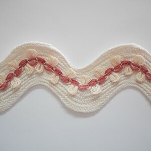5 Yards Ivory Jumbo Rick Rack Trim With Rose Pink Flower, Ivory Rick ...
