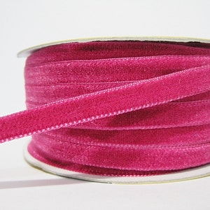 5 yards 3/8&quot; Hot Pink Velvet Ribbon, Pink Velvet Ribbon, Ribbon lot, Wholesale Ribbon, Pink Velvet trim, Hot Pink velvet ribbon, hot pink
