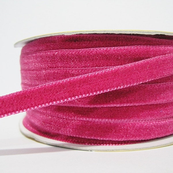 5 yards 3/8" Hot Pink Velvet Ribbon, Pink Velvet Ribbon, Ribbon lot, Wholesale Ribbon, Pink Velvet trim, Hot Pink velvet ribbon, hot pink