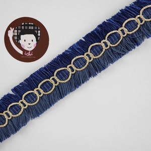 5 yards Navy Blue Double Sided Fringe, tassel fringe, 2 sides fringe, 2 side tassel trim, double sided fringe trim, navy blue tassel fringe