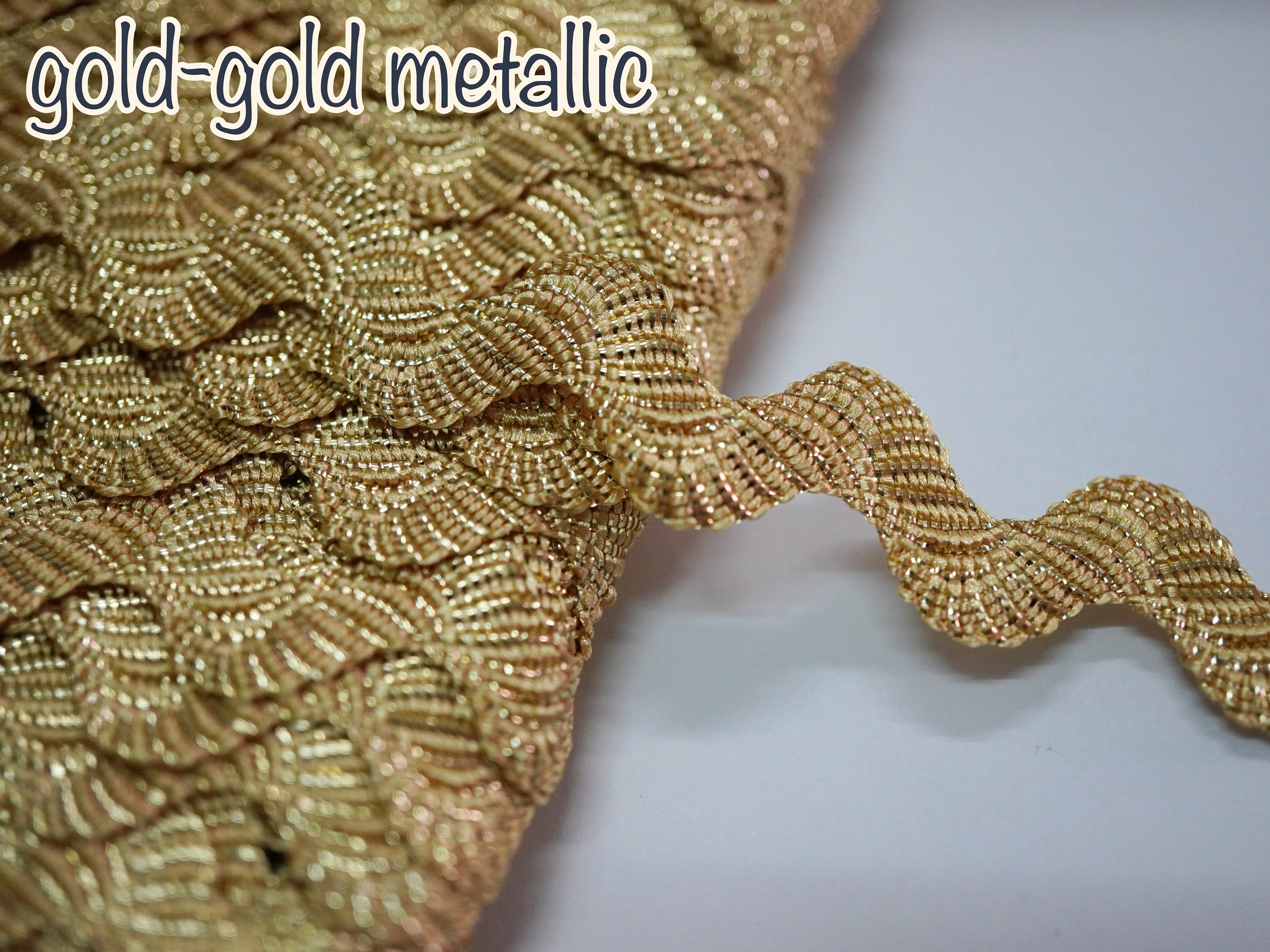 5 Yards Gold Rick Rack With Silver/gold Metallic, Gold Metallic Rick ...